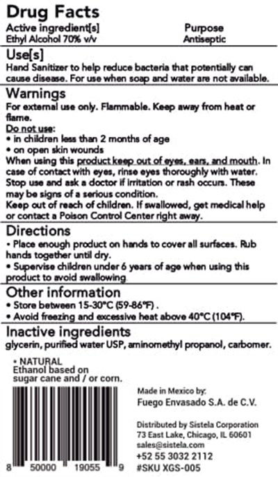 Sistela Hand Sanitizer 59 mL 70p Rear (Sistela 59 mL 70p Label Rear)